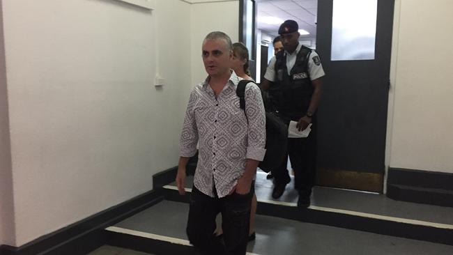 John and Yvette Nikolic exiting the court house for a recess before resuming to the hearing at the Suva High Court. Picture: Varanisese Bolatagane