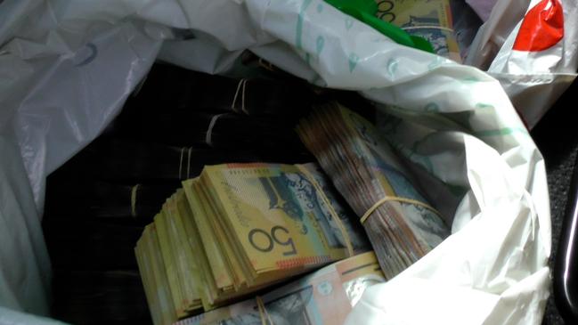 Cash allegedly seized during the raids. Picture: NSW Police Force