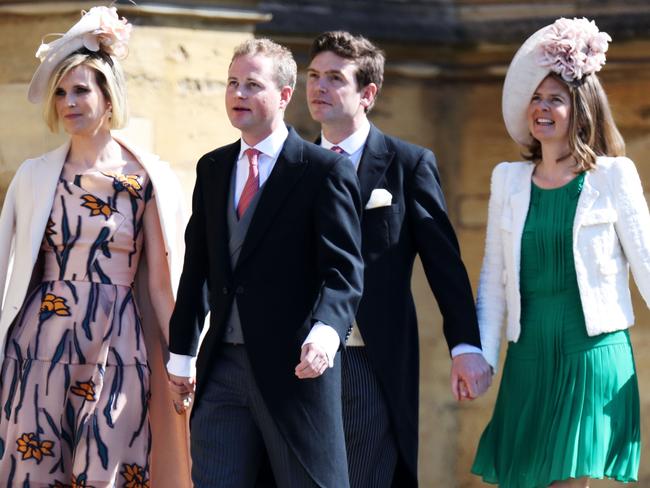 Lizzie Wilson, Guy Pelly, James Meade and Lady Laura Marsham at the wedding of Prince Harry and Meghan Markle. Guy Pelly is no longer close to Prince Harry. Picture: Getty