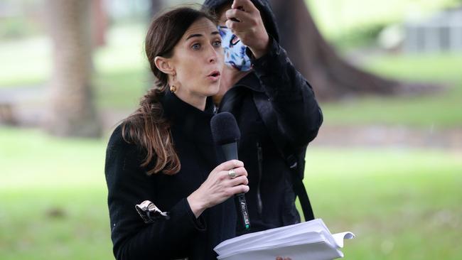 Karly Warner, Aboriginal Legal Service CEO, speaking at a Black Lives Matter protest. Picture: Jonathan Ng