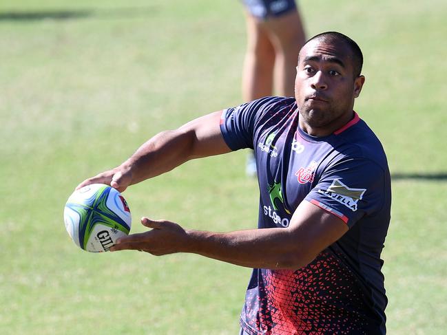 Queensland Reds player Caleb Timu is seen during training in Brisbane, Friday, April 27, 2018. The Queensland Reds will clash with top-of-the-table team, South African Lions, tomorrow at Suncorp Stadium. (AAP Image/Dan Peled) NO ARCHIVING