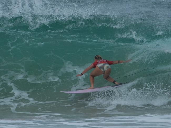 Nyxie Ryan in action during the final day of the 2024 Gold Coast Open at Burleigh. Picture: Surfing Australia