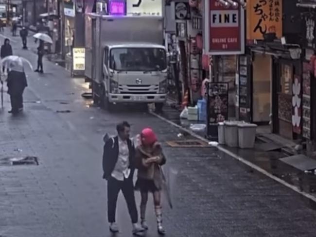 Harry's wild night out with Kiko was caught on webcam street footage in Tokyo.