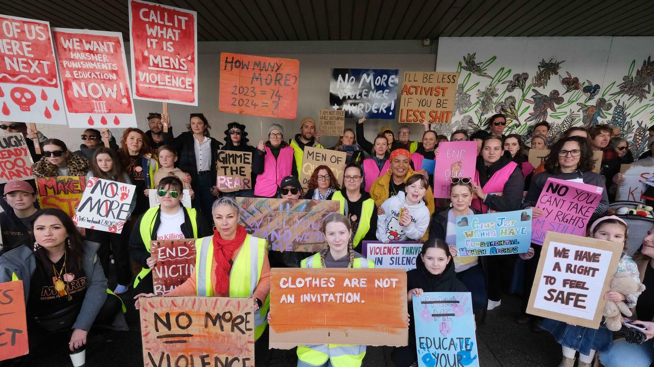 “No More” rally held in Lt Malop St mall. Picture: Mark Wilson