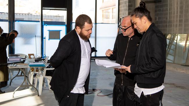 Dave Owen, Maurice Terzini and Nic Wong discuss plans where their 120-seat restaurant will open. Picture: Monique Harmer