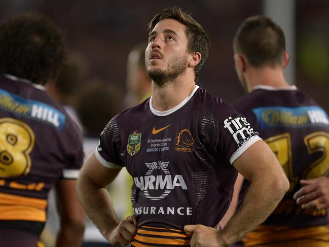 SYDNEY, AUSTRALIA - OCTOBER 04: Ben Hunt of the Broncos reacts after defeat during the 2015 NRL Grand Final match between the Brisbane Broncos and the North Queensland Cowboys at ANZ Stadium on October 4, 2015 in Sydney, Australia.  (Photo by Brett Hemmings/Getty Images)