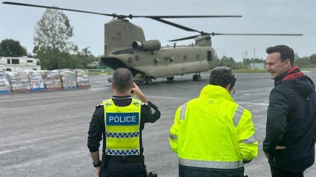 An ADF Chinook helicopter delivered much-needed supplied into Cardwell at the weekend. Picture: Bree James