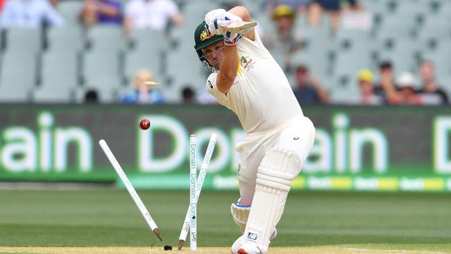 Aaron Finch has had technical flaws exposed by India. Picture: Getty