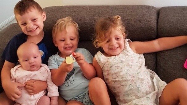 Amy and Matt Duthie's young children Will, 5, Ziggy, eight months, George, 2, and Poppy, 4.