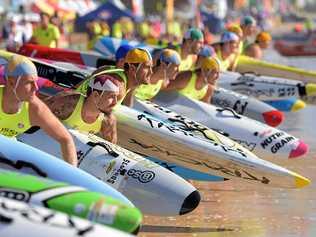 ON THE SAND: Competitors on the beach at The Aussies. Picture: Harvpix