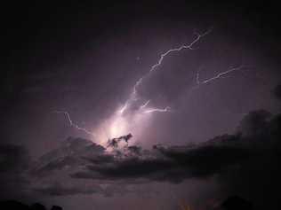 Lightning from storm in Kingaroy. Picture: Heath Pukallus