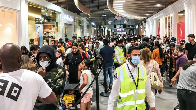 Crowds of shoppers at DFO Homebush. Picture: Flavio Brancaleone