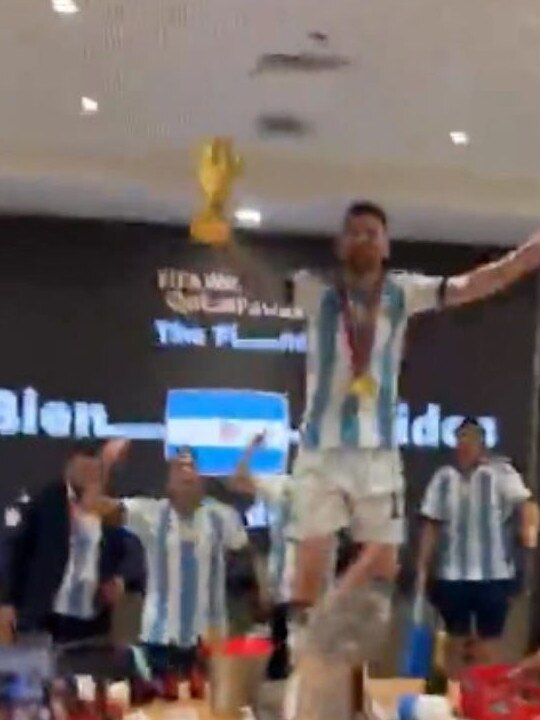 Argentina players celebrate world Cup win