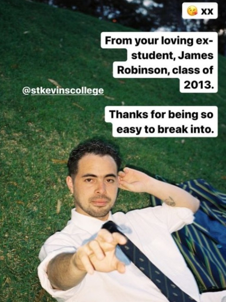 James Robinson blasted his former school on social media. Picture: Instagram