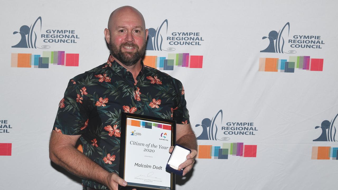 Gympie Regional Council Mayor Mick Curran announced the winners of the 2020 Australia Day Awards in front of a packed crowd at the Civic Centre.- Malcolm Dodt (2020 Citizen of the Year)