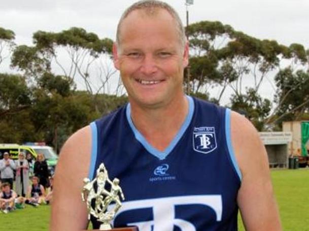 Chris Prime of Tumby Bay receives award for Great Flinders league's leading B Grade goalkicker in 2016. Picture: Supplied