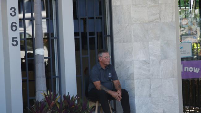 Security outside the Goodstart Early Learning daycare centre in Cairns after death threats were made to staff. Picture: Stewart McLean