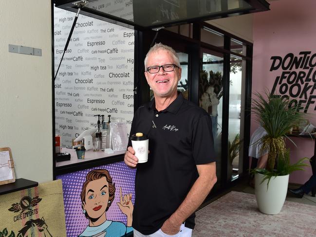 Clothes boutique Axell Rose part owner David Reguson has opened a grab-n-go coffee window. Picture: Shae Beplate.