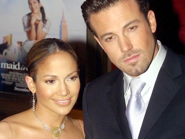 Together in 2002 at the premiere of Lopez's film Maid in Manhattan in New York. Picture: AFP