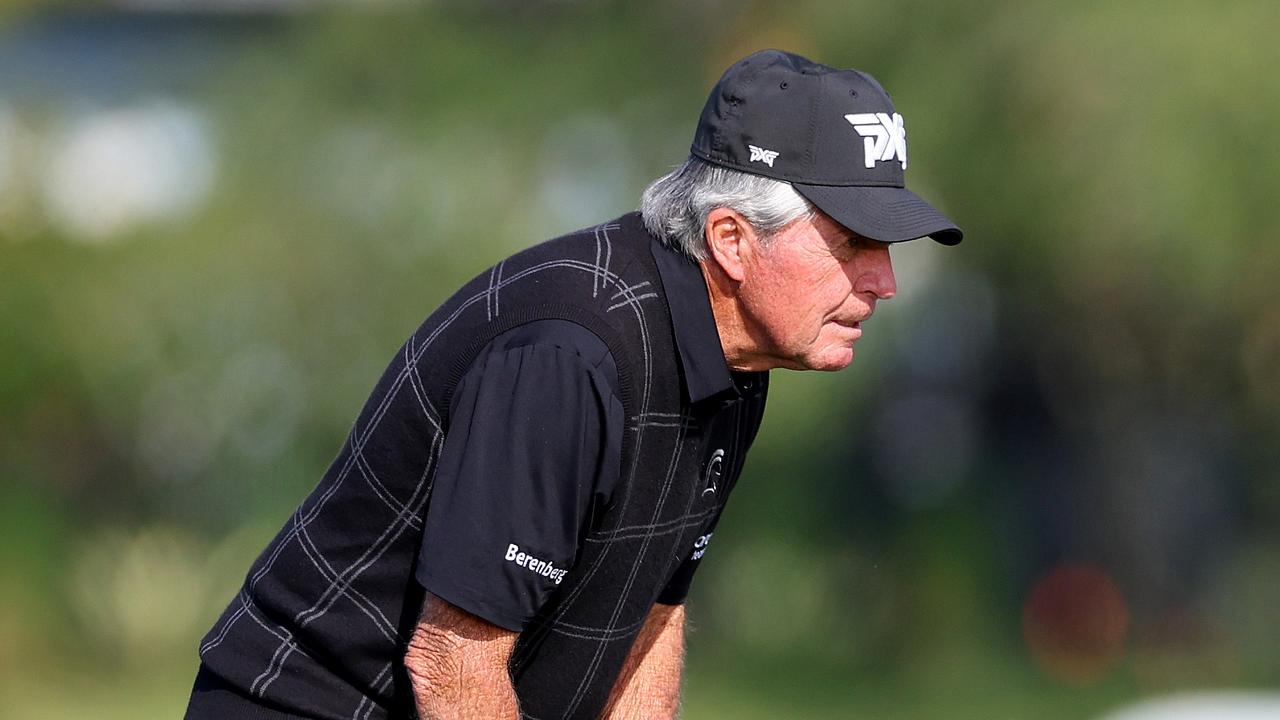 ORLANDO, FLORIDA - DECEMBER 16: Gary Player of South Africa plays during a pro-am for the PNC Championship at Ritz-Carlton Golf Club on December 16, 2022 in Orlando, Florida. (Photo by Mike Ehrmann/Getty Images)