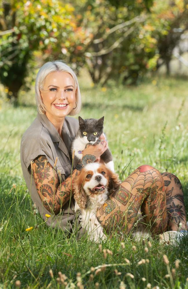 Ms Purcell runs a micro-sanctuary for rescued farm animals in Macedon. Picture: Rob Leeson