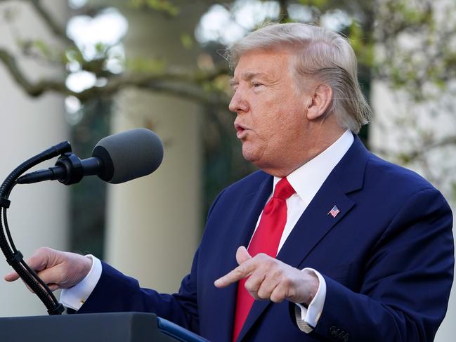 Donald Trump in the Rose Garden of the White House in Washington. Picture: AFP)