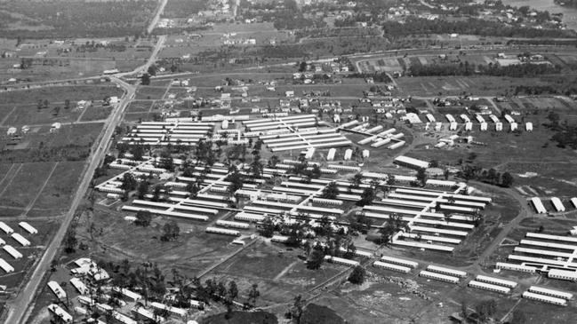 Aerial view of the 118th General Hospital at Herne Bay, now Riverwood, in Sydney.