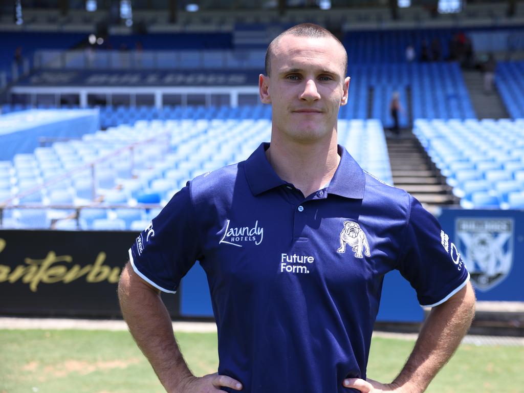 Canterbury's Connor Tracey says he’ll be good to go for the trials, after picking up a calf strain in his last day as a Shark. Picture: Bulldogs Digital