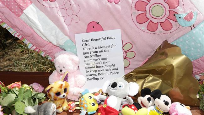 A tribute has been erected to the baby girl near Staghorn Avenue. Picture: Tertius Pickard