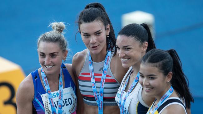 110m hurdle guns, including Abbie Taddeo, left, the top placed NSW athlete