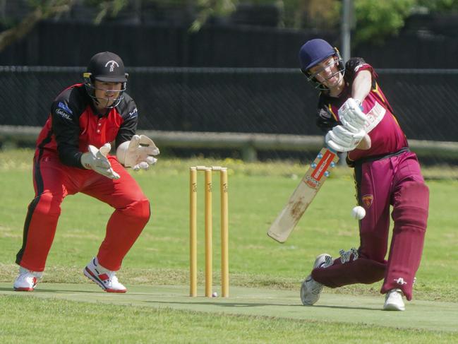 MPCA District cricket : Delacombe Park v Balnarring. Delacombe Park batter Nick Hammel . Picture: Valeriu Campan