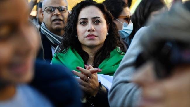 A demonstrator attends a rally in support of Iranian protests, in Paris. Picture: AFP