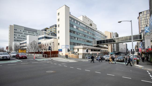 The Royal Hobart Hospital and the Hedberg Building. Picture Eddie Safarik