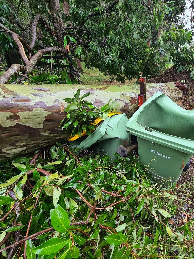 Damage to a property at Springwood's Dennis Road. Picture: Jodie O’Brien