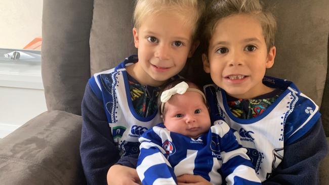 Jed Anderson’s sons Elija and, Jasiah and new daughter Katerinah. Picture: Supplied