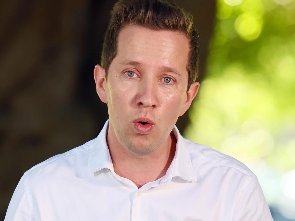 Greens incumbent Max Chandler-Mather campaigns in the seat of Griffith, Picture: NewsWire/Tertius Pickard