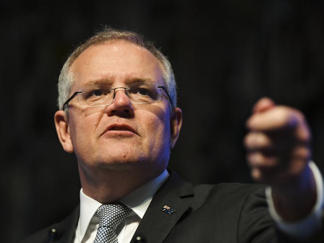 Australian Prime Minister Scott Morrison speaks to members of the Australian Pubic Service (APS) during an address to the Address to the Institute of Public Administration Australia (IPAA) at Parliament House in Canberra, Monday, August 19, 2019. (AAP Image/Lukas Coch) NO ARCHIVING