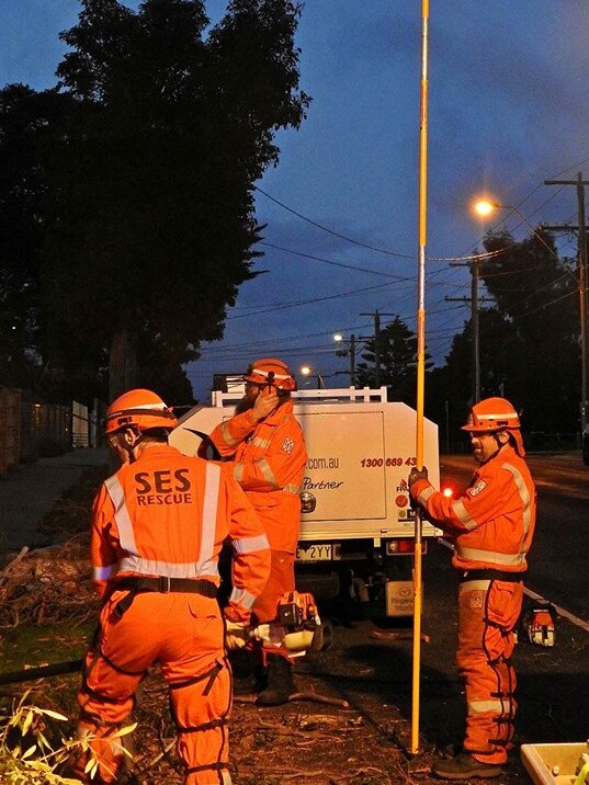 SES volunteers clear Warren Road in Mordialloc. Picture: SES Chelsea Unit