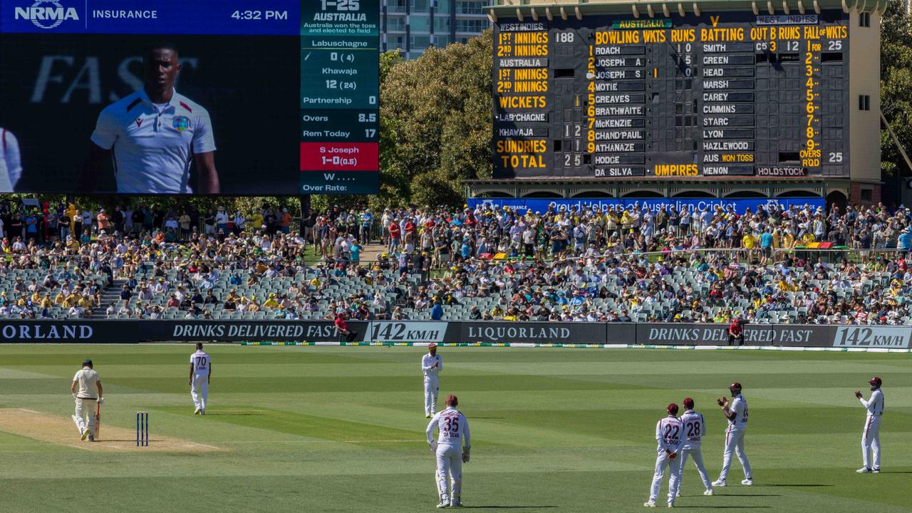 Action from last season’s Adelaide Oval Test match between Australia and the West Indies. Picture: Ben Clark