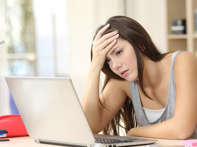 Teenage girl struggling with social media