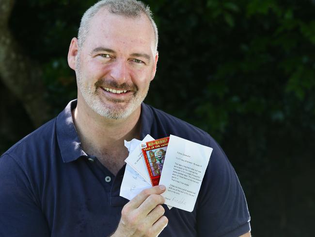 Toby Taylor, of Ettalong Beach, with the letter and lottery tickets. Picture: Peter Clark