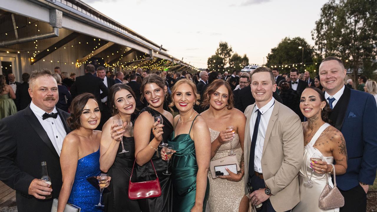 At LifeFlight Toowoomba Gala are (from left) Daniel Farr, Katie Farr, Chlie Gallagher, Abbey Phipps, Amanda Harvey, Jess McKay, Josh McKay, Tarah Preston-Holland and Daniel Holland at The Goods Shed. Picture: Kevin Farmer