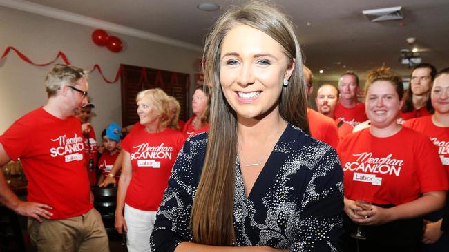 Meaghan Scanlon celebrating her election win. Picture Mike Batterham