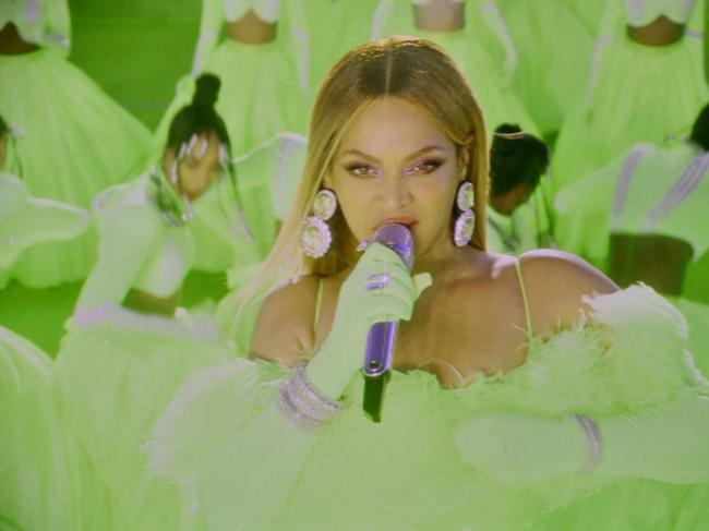 Beyonce performing during the 94th Oscars. Picture: Robyn Beck / AFP