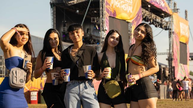 Leslyn, Caitlyn, Bernadete, Alex and Sonia at BASSINTHEGRASS 2023. Picture: Pema Tamang Pakhrin