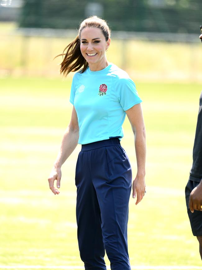 Catherine, Princess of Wales wearing LuluLemon workout gear during her visit to Maidenhead Rugby Club on June 07, 2023 in Maidenhead, England. Picture: WireImage