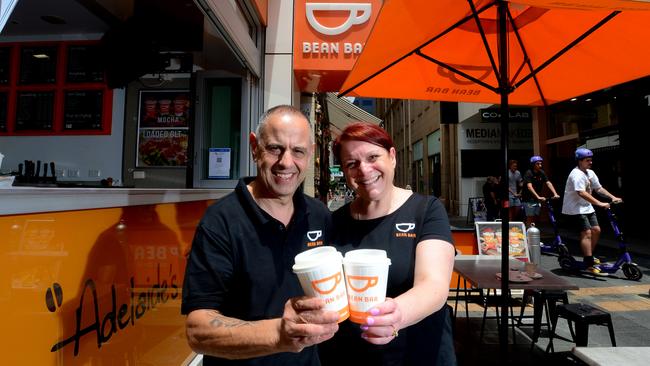 Frank and Teresa Scorsonelli, owners of the Bean Bar in City Cross Arcade/James Place. Picture: Sam Wundke