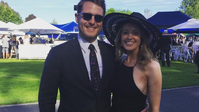 Former Christopher Pyne staffer Jack Walker with girlfriend Ella Kenny at Flemington.