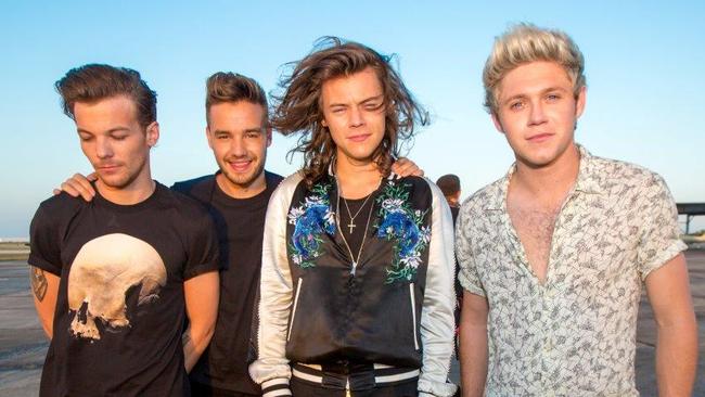 One Direction on the set of the video for Drag Me Down. Picture Supplied