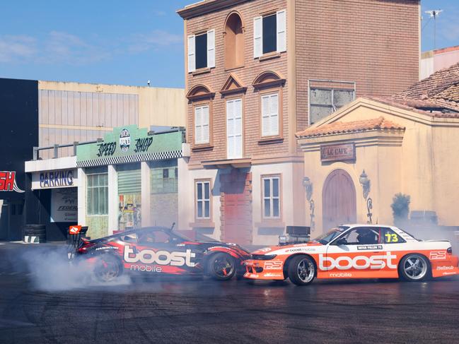 The cars that will compete at the new Boost Mobile Pro Drift event at the 2024 Gold Coast 500. Picture: Kass Brumley/EDGE Photographics.